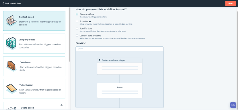 Workflow Creation page