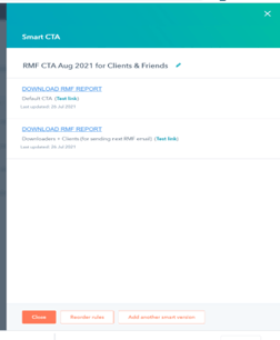 HubSpot smart CTA tab